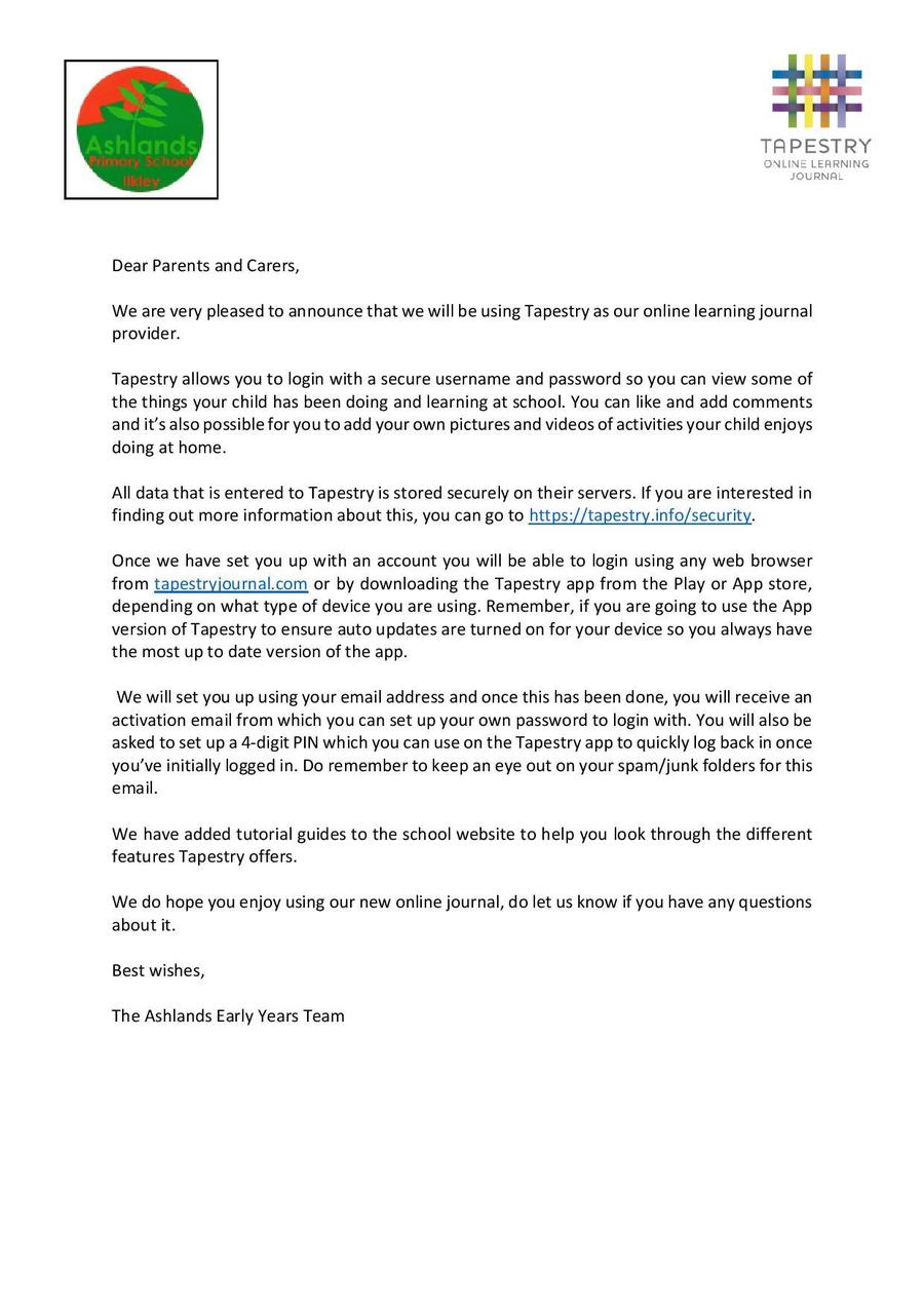 Tapestry Ashlands Primary School